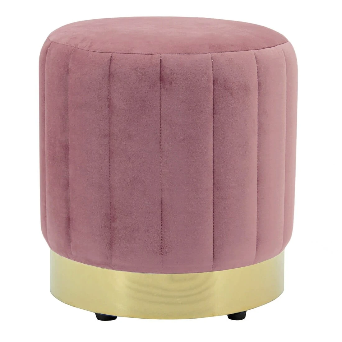 Hodge And Hodge Luna Plush Velvet Stool Ottoman Gold Base 3 Hodge And Hodge Luna Plush Velvet Stool Ottoman Gold Base - Image 3