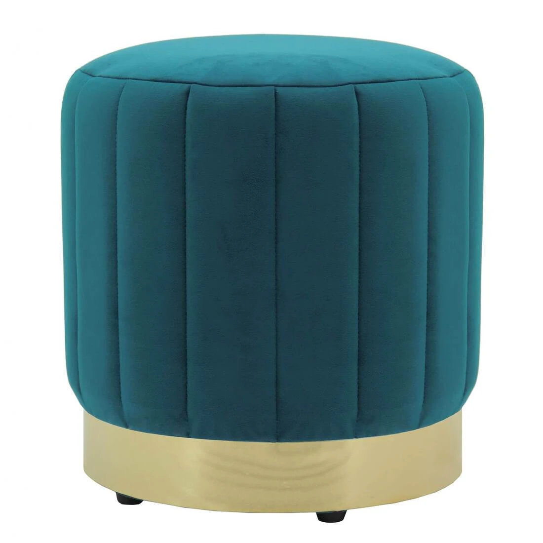 Hodge And Hodge Luna Plush Velvet Stool Ottoman Gold Base 2 Hodge And Hodge Luna Plush Velvet Stool Ottoman Gold Base - Image 2