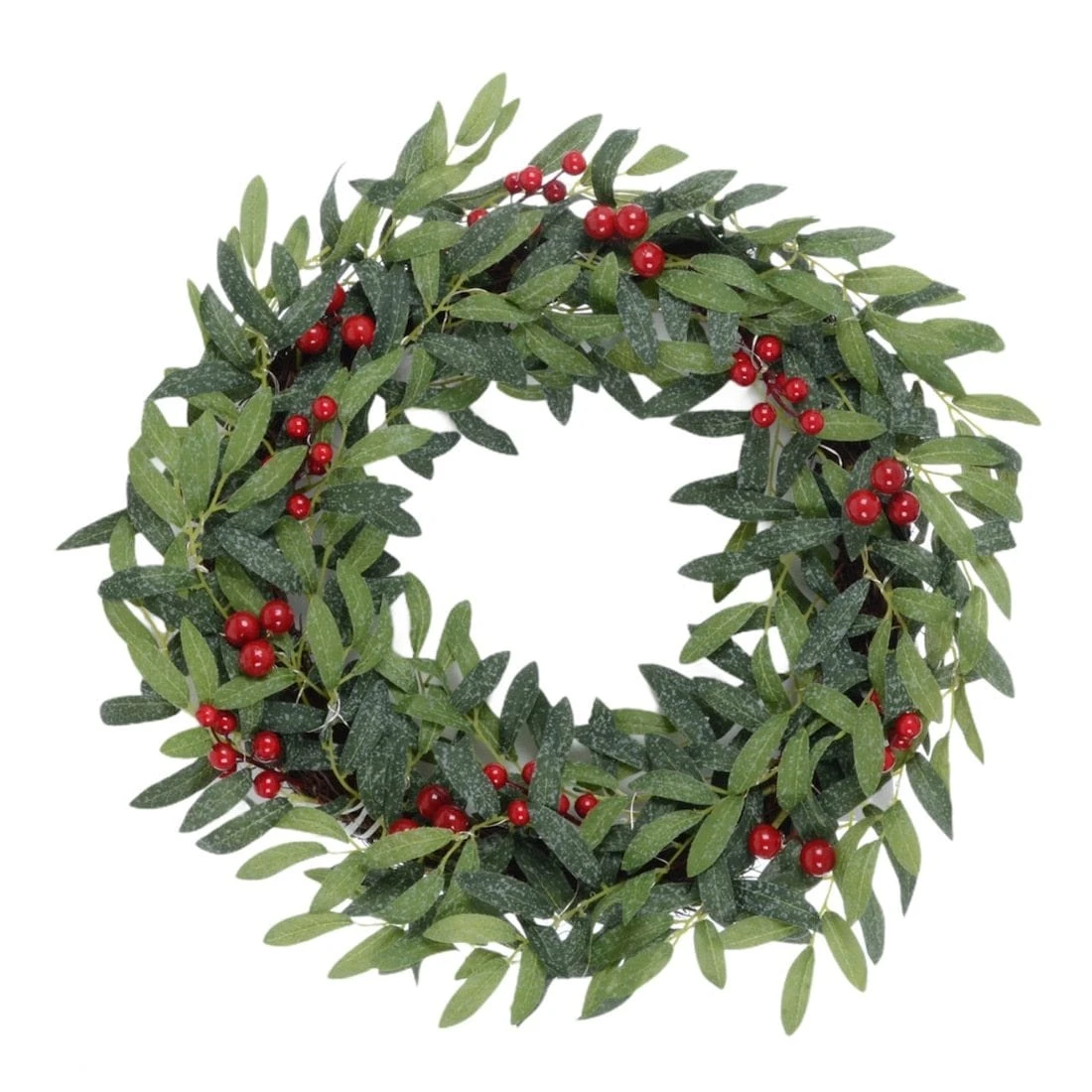 24" Pre Lit Christmas Wreath Fabric Leaves Berries Battery Op 1 24" Pre Lit Christmas Wreath Fabric Leaves Berries Battery Op