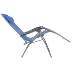 Garden Recliner Chair French Blue Zero Gravity Relaxer Textilene -XS Stock Shop XS6961 1600 3