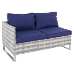 Treviso Garden Sofa Set Grey Rattan Coffee Table Ottoman -XS Stock Shop XS7056 1600 4