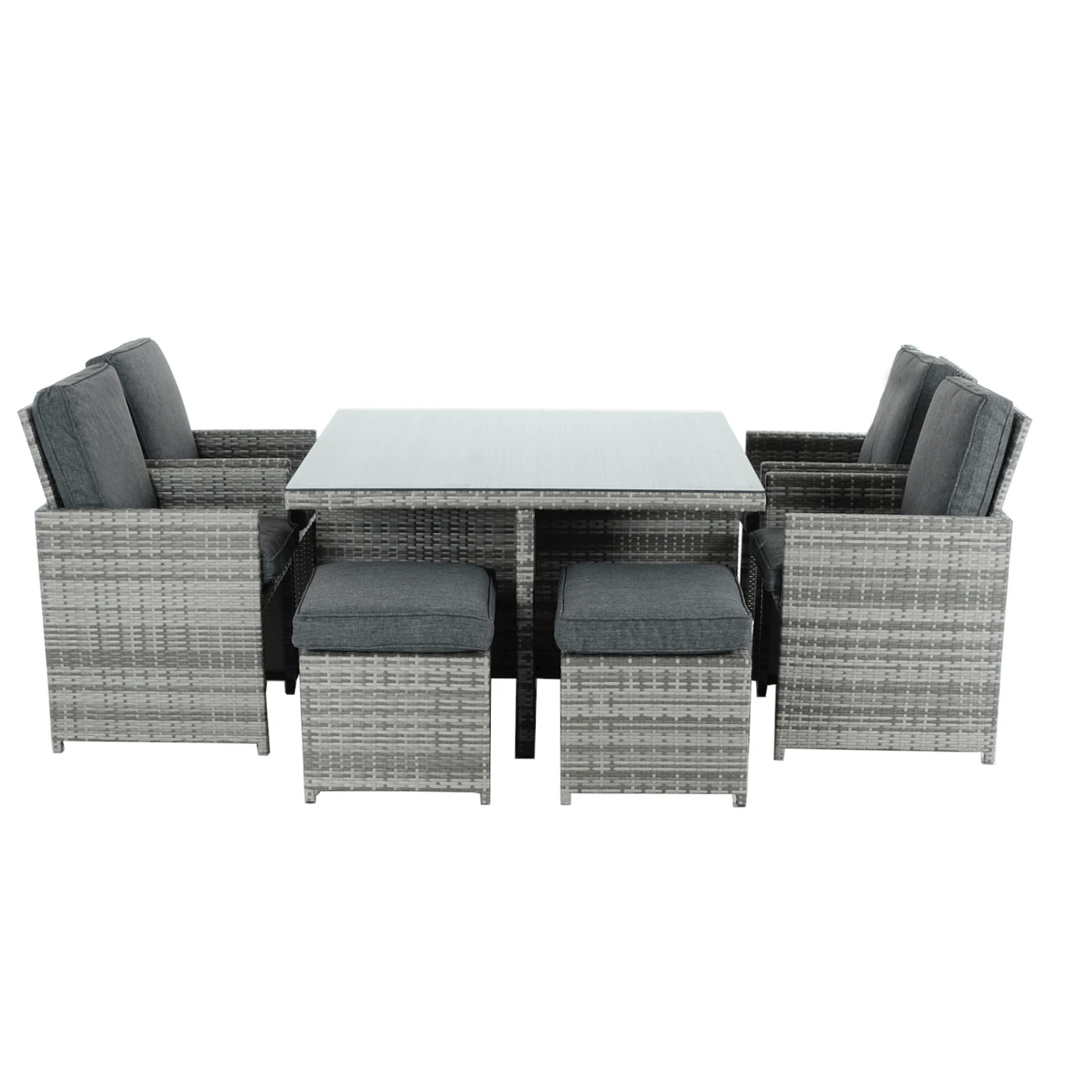 Azuma Grey Rattan Garden Cube Set Table Chairs Stools Monza 2 Azuma Grey Rattan Garden Cube Set Table Chairs Stools Monza - Image 2