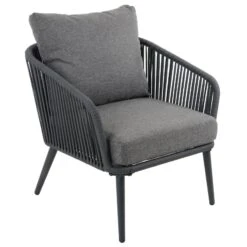 Teramo Garden Sofa Set Black Metal String Seats Glass Table -XS Stock Shop XS7068 1600 3