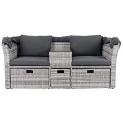 Azuma Arezzo Garden Sofa Set Canopy Grey Rattan Stools Table 10 Azuma Arezzo Garden Sofa Set Canopy Grey Rattan Stools Table -XS Stock Shop XS7073 1600 3