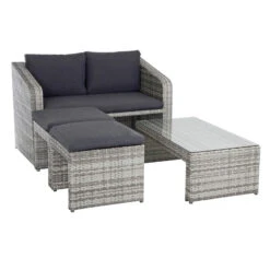 Azuma Varenna Garden Sofa Set Grey Rattan Coffee Table Stools -XS Stock Shop XS7074 1600 4
