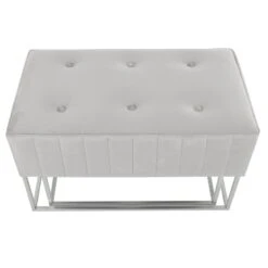 Set Of 2 Nesting Stools Velvet Padded Seats Silver Metal Legs -XS Stock Shop XS7092 1600 4 opt