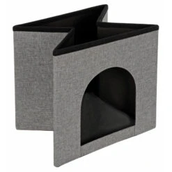 Grey Foldable Pet House Ottoman Seat Cat Dog Kennel Bed 38cm -XS Stock Shop XS7140 4 opt