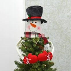Novelty Christmas Tree Hugger Topper Bendy Arms Elf Santa Snowman -XS Stock Shop XS7241 LS 1 opt