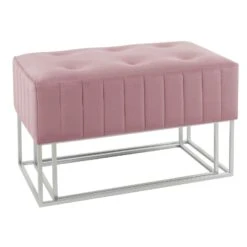 Set Of 2 Nesting Stools Velvet Padded Seats Silver Metal Legs -XS Stock Shop XS7302 1600 2 opt