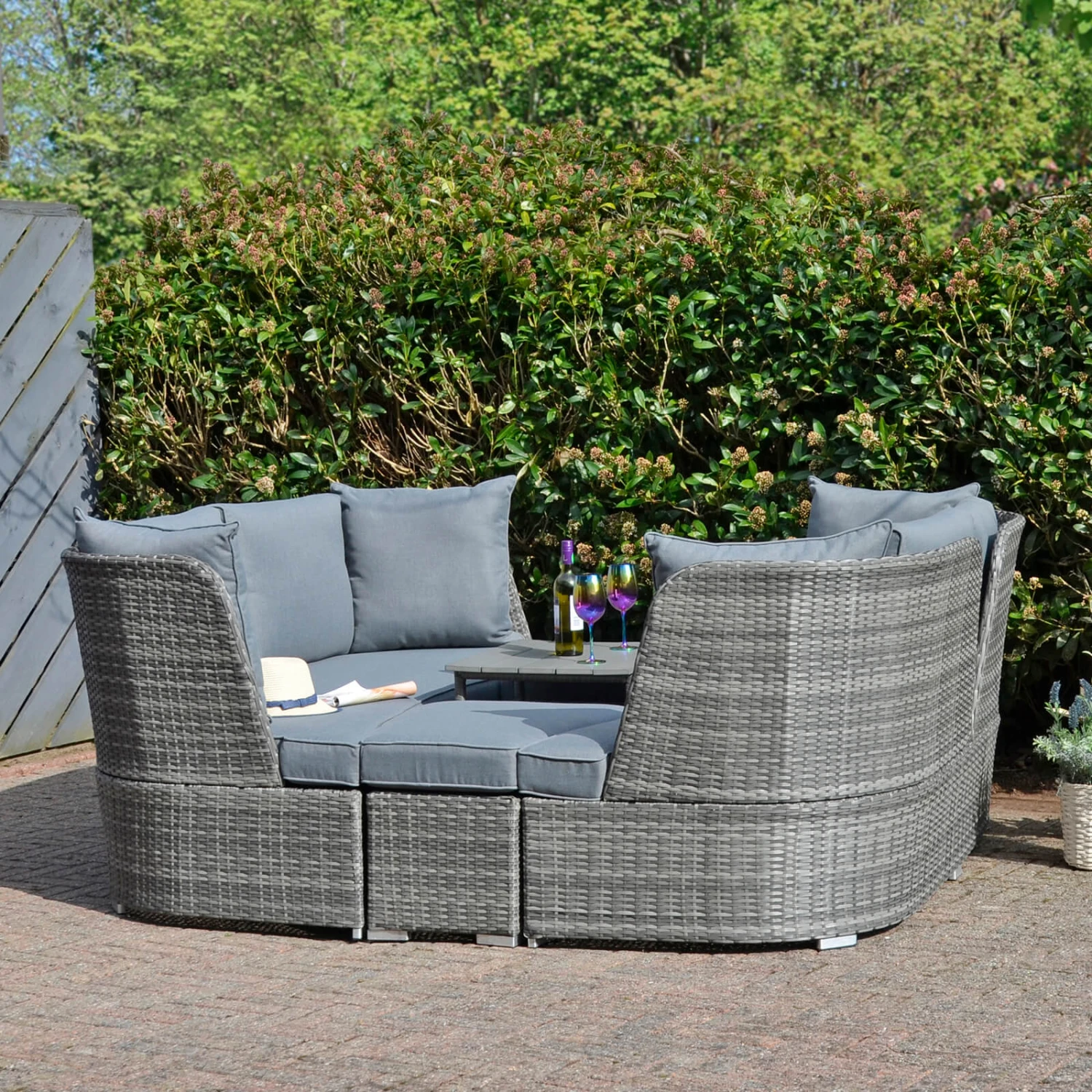 Casares Garden Sofa Suite Grey Rattan Day Bed Rising Table 1 Casares Garden Sofa Suite Grey Rattan Day Bed Rising Table