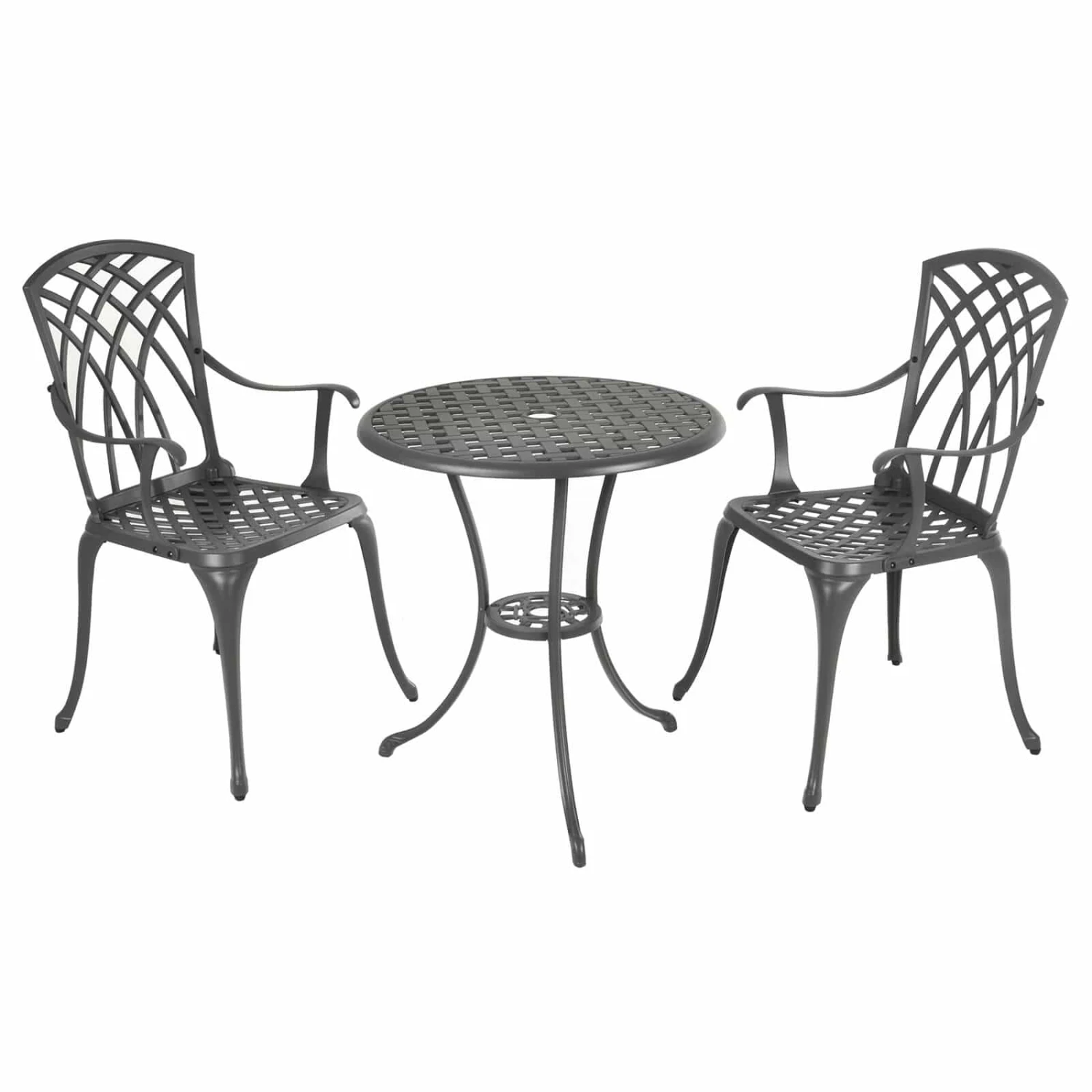 Garden Bistro Set Grey Metal Chairs Table Azuma Denia 2 Garden Bistro Set Grey Metal Chairs Table Azuma Denia - Image 2