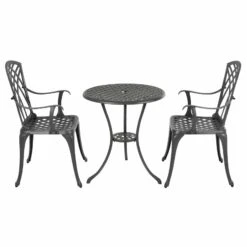 Garden Bistro Set Grey Metal Chairs Table Azuma Denia 12 Garden Bistro Set Grey Metal Chairs Table Azuma Denia -XS Stock Shop XS7348 2 opt