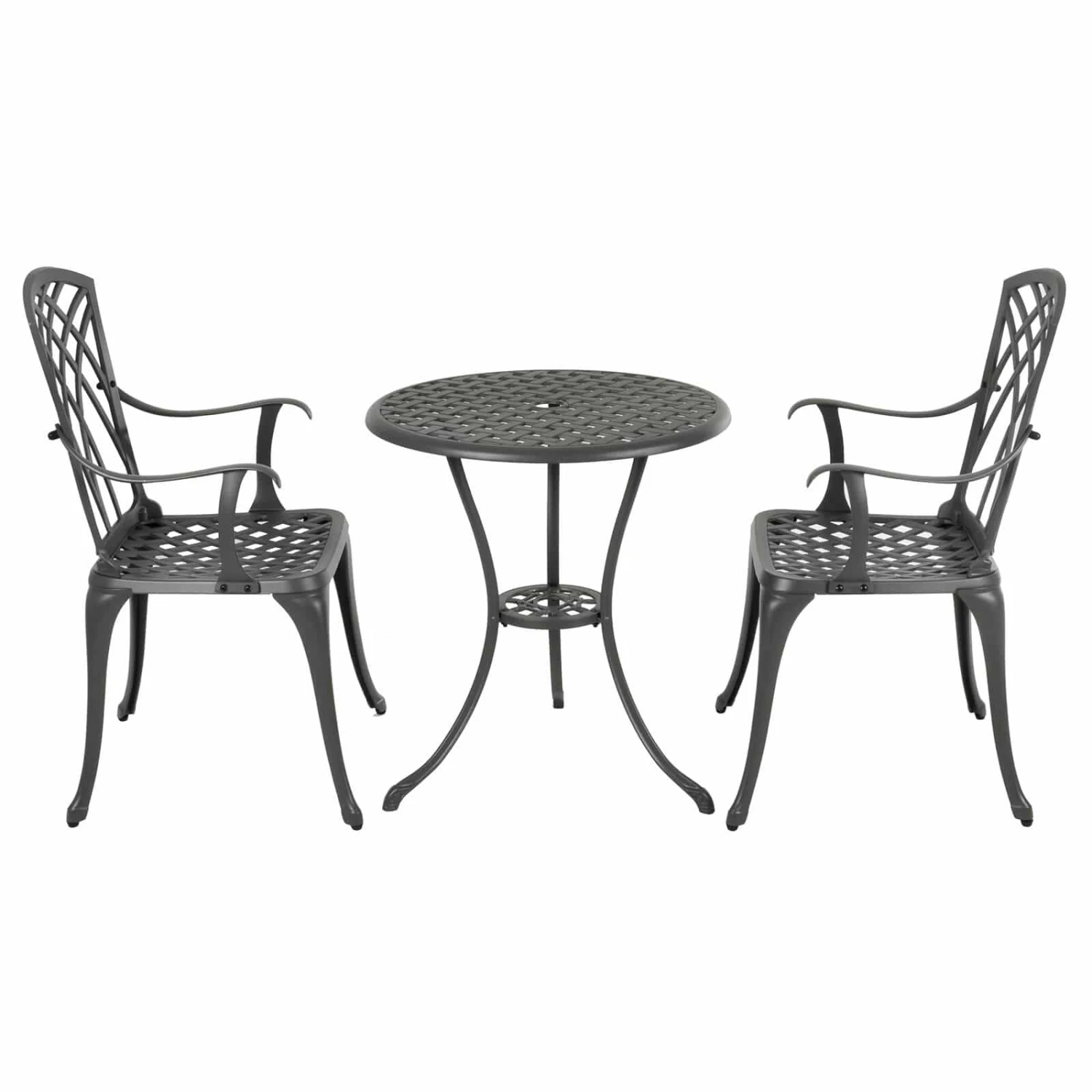 Garden Bistro Set Grey Metal Chairs Table Azuma Denia 3 Garden Bistro Set Grey Metal Chairs Table Azuma Denia - Image 3