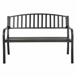 Grey Metal Garden Bench 2 Seater Coated Steel Azuma Cazorla -XS Stock Shop XS7350 2 opt