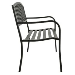 Grey Metal Garden Bench 2 Seater Coated Steel Azuma Cazorla -XS Stock Shop XS7350 3 opt