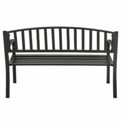 Grey Metal Garden Bench 2 Seater Coated Steel Azuma Cazorla -XS Stock Shop XS7350 4 opt