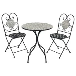 Azuma Garden Bistro Set Table Chairs Mosaic Tile Greek Design -XS Stock Shop XS7357 1 opt