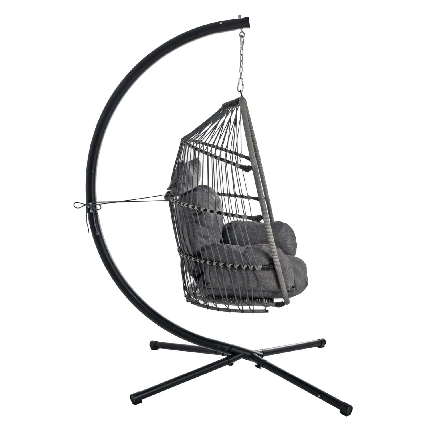 Rimini Swing Chair Garden Hanging Seat Basket Grey Rattan 3 Rimini Swing Chair Garden Hanging Seat Basket Grey Rattan - Image 3