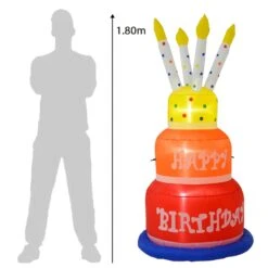 6ft Happy Birthday Cake Candles Light Up Inflatable Decoration -XS Stock Shop XS7366 4 opt