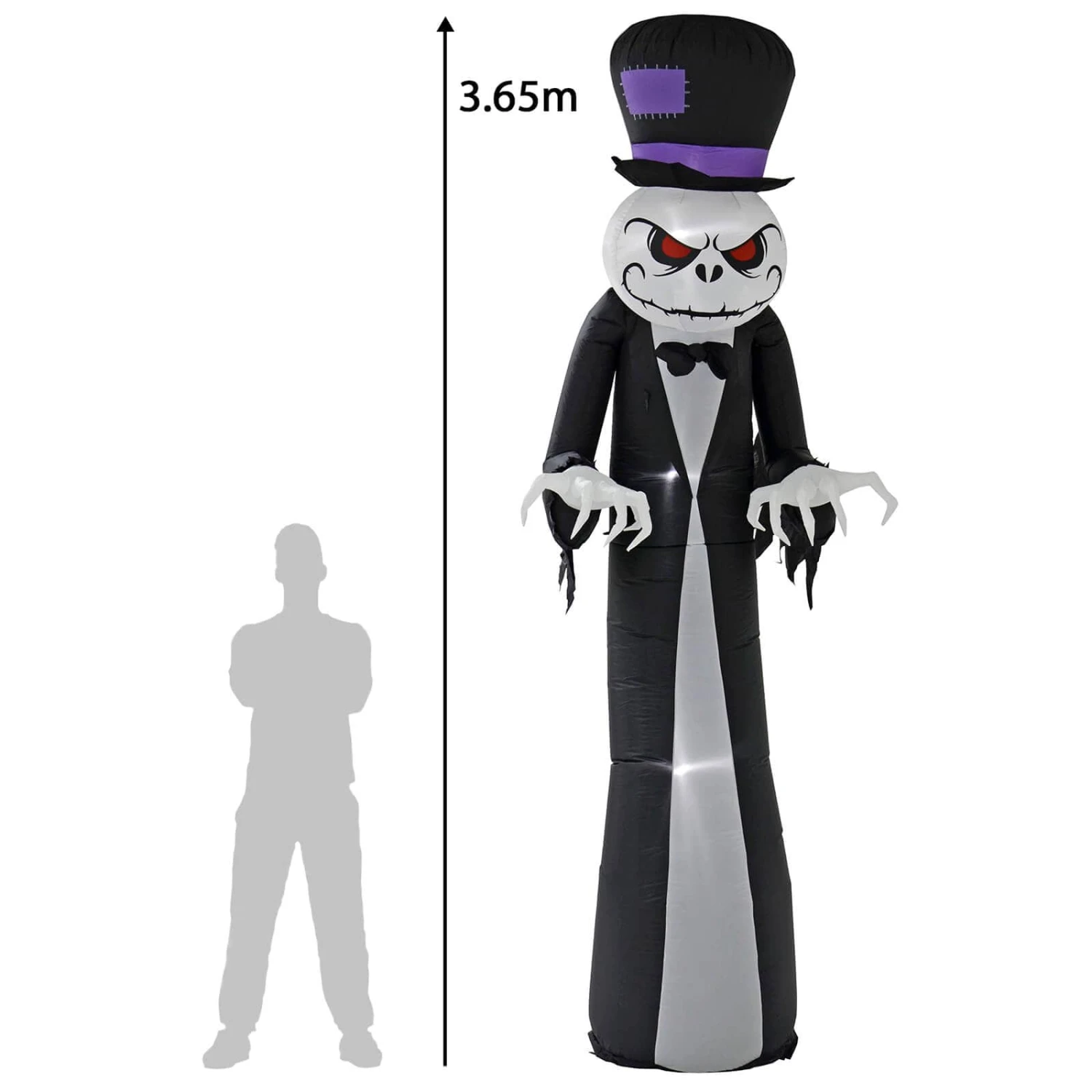12ft LED Inflatable Ghost Monster Purple Hat Halloween Decoration 3 12ft LED Inflatable Ghost Monster Purple Hat Halloween Decoration - Image 3