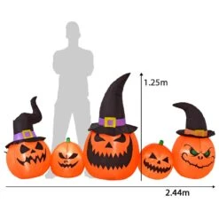 8ft LED Inflatable 5 Evil Pumpkins Witch Hats Halloween Decoration -XS Stock Shop XS7375 4 opt