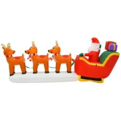 10ft LED Inflatable Santa Sleigh 3 Reindeer Christmas Decoration -XS Stock Shop XS7385 4 opt