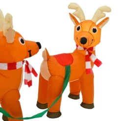 10ft LED Inflatable Santa Sleigh 3 Reindeer Christmas Decoration -XS Stock Shop XS7385 5 opt