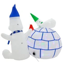 6ft Inflatable Igloo LED Disco Lights Polar Bears Decoration -XS Stock Shop XS7386 3 opt