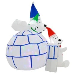 6ft Inflatable Igloo LED Disco Lights Polar Bears Decoration -XS Stock Shop XS7386 4 opt