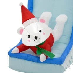 9ft Inflatable Light Up Polar Bear Slide Tree Christmas Decoration -XS Stock Shop XS7387 6 opt