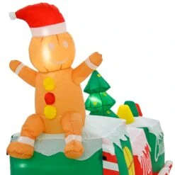 10ft Inflatable Gingerbread Man Train LED Christmas Decoration 7 10ft Inflatable Gingerbread Man Train LED Christmas Decoration -XS Stock Shop XS7389 4 opt