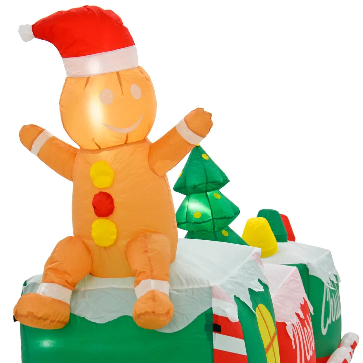 10ft Inflatable Gingerbread Man Train LED Christmas Decoration 4 10ft Inflatable Gingerbread Man Train LED Christmas Decoration - Image 4