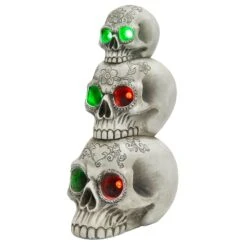 Light Up Skull Stack Colour Change LED Halloween Decoration 30cm -XS Stock Shop XS7409 2 opt