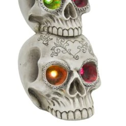 Light Up Skull Stack Colour Change LED Halloween Decoration 30cm -XS Stock Shop XS7409 4 opt