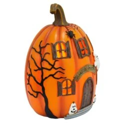 LED Pumpkin House Ghoulish Greetings Halloween Decoration 19cm -XS Stock Shop XS7410 2 opt