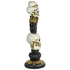 3 Candle Skull Candelabra Black Gold Halloween Decoration 30cm -XS Stock Shop XS7413 2 opt