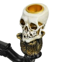 3 Candle Skull Candelabra Black Gold Halloween Decoration 30cm -XS Stock Shop XS7413 3 opt