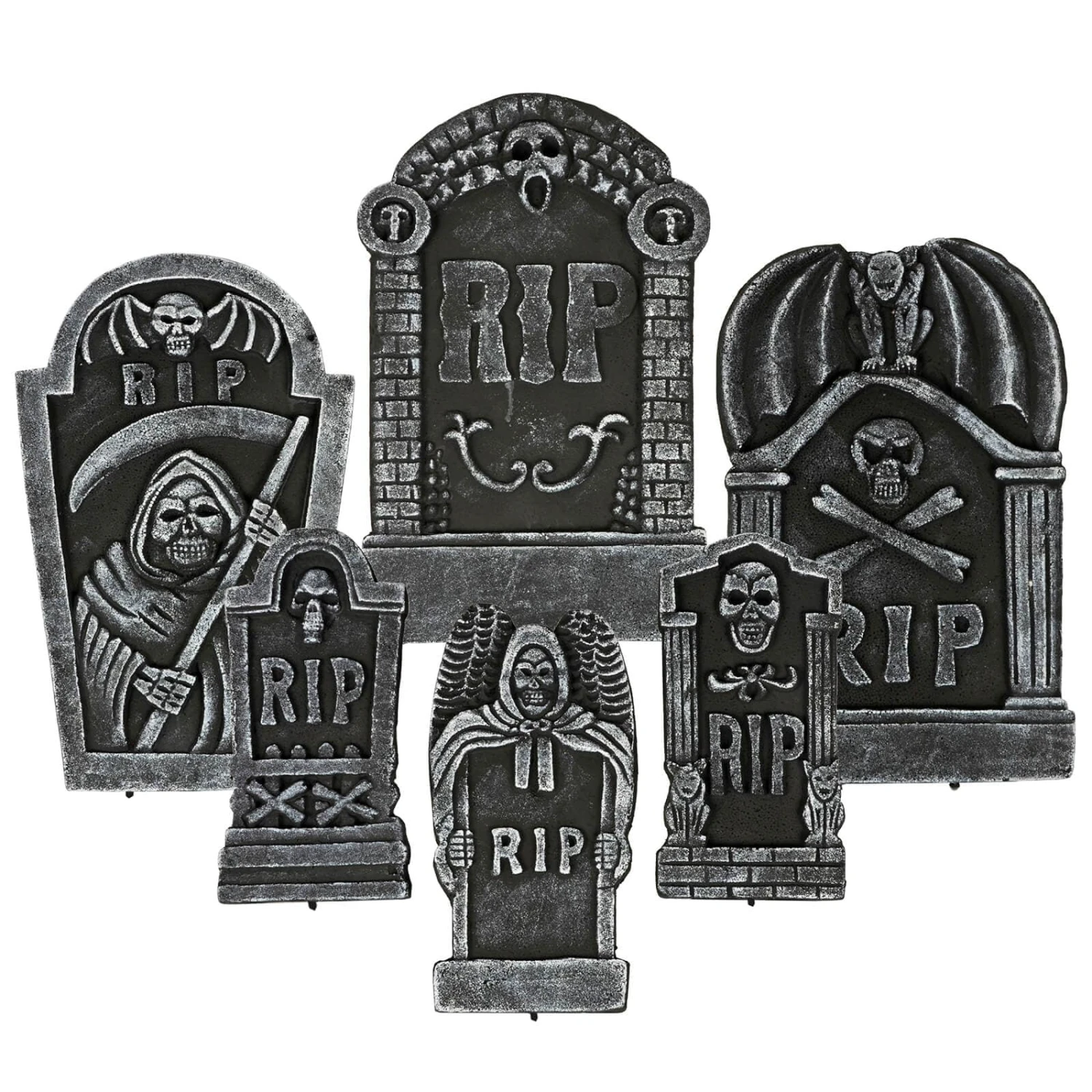 6pc Tombstone Set Halloween Party Decorations Graveyard Props 2 6pc Tombstone Set Halloween Party Decorations Graveyard Props - Image 2