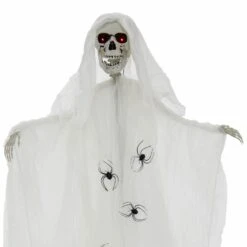 6ft Standing Skeleton Light Up Red Eyes Scream Sounds Spiders -XS Stock Shop XS7437 3 opt