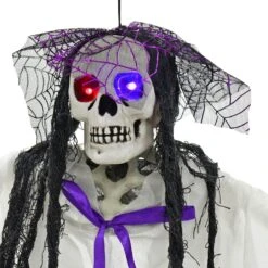 4ft Hanging Skeleton Flashing Eyes Purple Bow Webs Decoration 7 4ft Hanging Skeleton Flashing Eyes Purple Bow Webs Decoration -XS Stock Shop XS7452 2 opt
