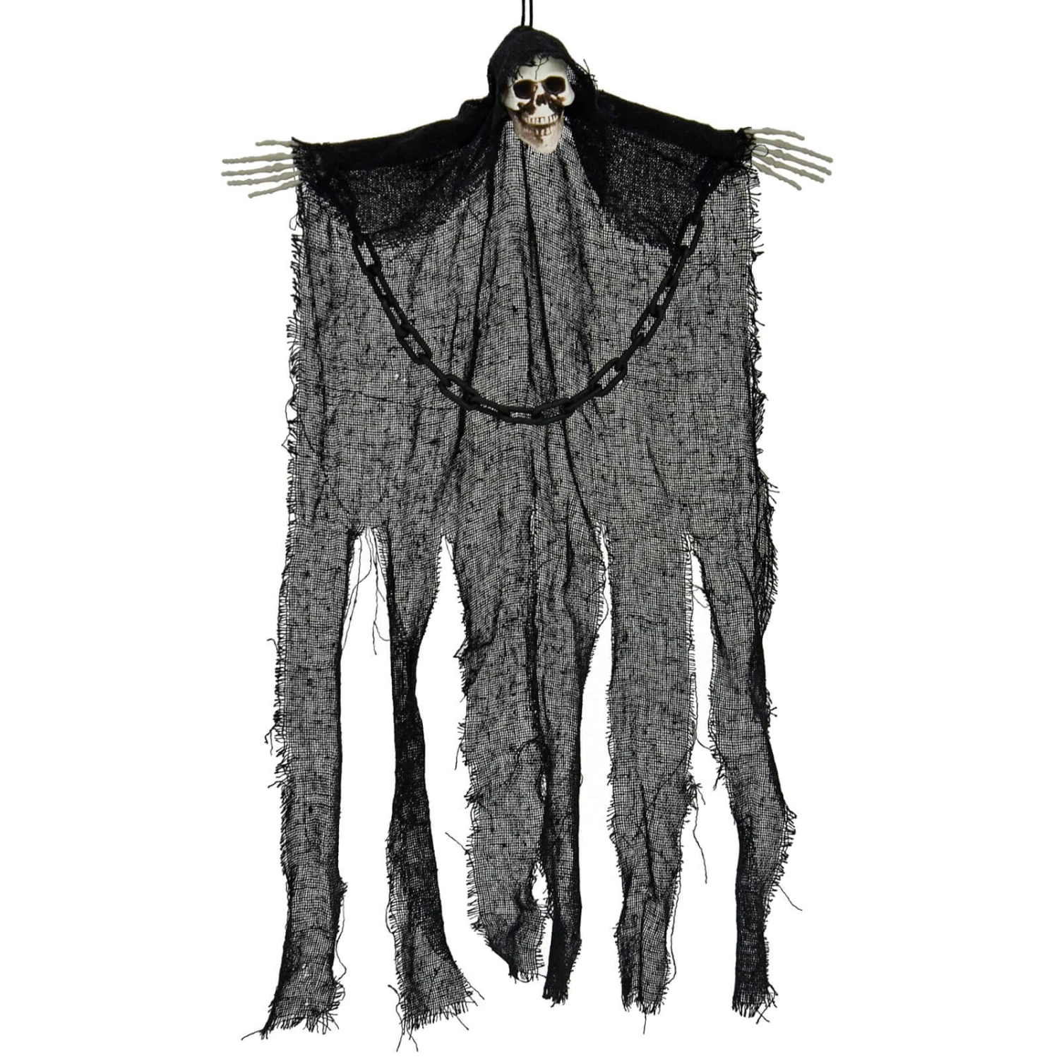 Hanging Skeleton With Chains Black Robe Ghost Decoration 60cm 2 Hanging Skeleton With Chains Black Robe Ghost Decoration 60cm - Image 2