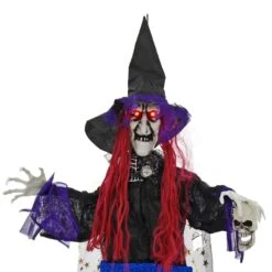 4ft Hanging Witch Light Up Eyes Sounds Halloween Decoration -XS Stock Shop XS7458 2 opt