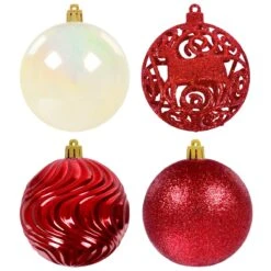 Pack Of 16 Christmas Tree Baubles Mixed Design Decorations 8cm
