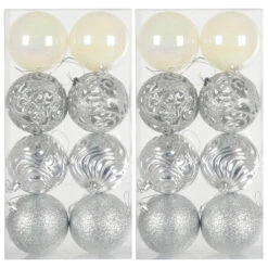 Pack Of 16 Christmas Tree Baubles Mixed Design Decorations 8cm -XS Stock Shop XS7475 1 opt