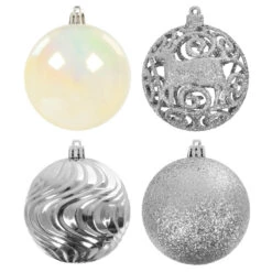 Pack Of 16 Christmas Tree Baubles Mixed Design Decorations 8cm -XS Stock Shop XS7475 1a opt