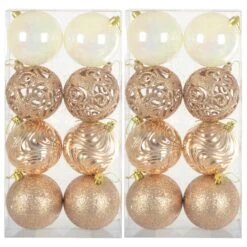 Pack Of 16 Christmas Tree Baubles Mixed Design Decorations 8cm -XS Stock Shop XS7476 1 opt