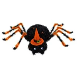 Light Up Spider With Hat Decoration Black Tinsel Orange LED 50cm -XS Stock Shop XS7532 2 opt