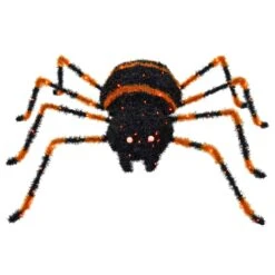Large Light Up Spider Decoration Black Tinsel Orange LED 90cm -XS Stock Shop XS7533 2 opt