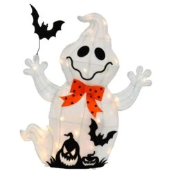 Light Up Ghost With Bat Halloween Decoration White LED 74cm -XS Stock Shop XS7535 1 opt