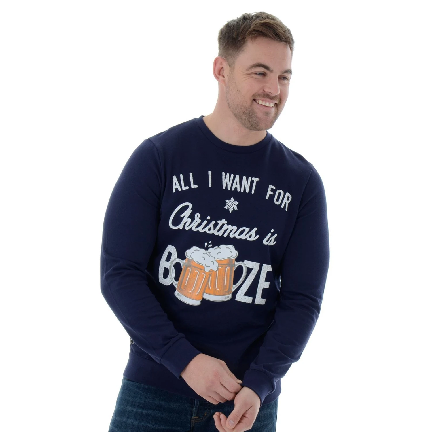 Mens Novelty Christmas Jumper Sweatshirt All I Want Is Booze 4 Mens Novelty Christmas Jumper Sweatshirt All I Want Is Booze - Image 4
